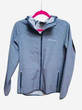 Columbia Women’s Dusty Blue Heather Canyon Softshell Hooded Jacket Size M